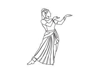 Fototapeta premium Indian Tamil Dancer Single Line Drawing Ai, EPS, SVG, PNG, JPG zip file