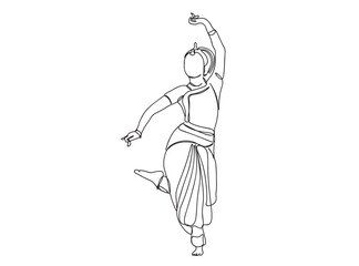 Indian Tamil Dancer Single Line Drawing Ai, EPS, SVG, PNG, JPG zip file