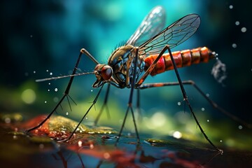 Mosquito macro. Plant disease fly. Generate Ai