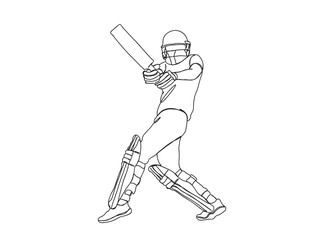 Cricket Player Single Line Drawing Ai, EPS, SVG, PNG, JPG zip file