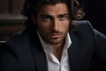 Handsome portrait attractive man. Businessman men. Generate Ai