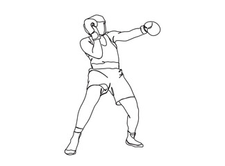 Boxing Player Single Line Drawing Ai, EPS, SVG, PNG, JPG zip file