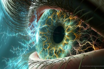 Human Cyborg AI Eye sustainability. Eye color vision neurobiology optic nerve lens nyctalopia color vision. Visionary iris lasik flap complications sight ptosis eyelashes