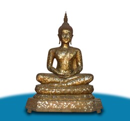 golden buddha statue isolated on white