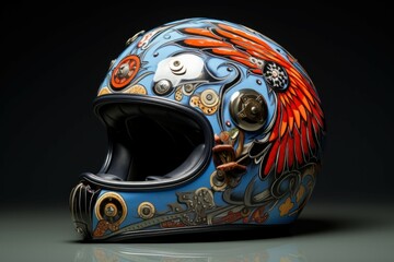 Protective Motorbike helmet. Race moto design. Generate Ai