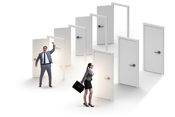 Business people and many doors of opportunities