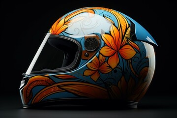Sturdy Motorbike helmet. Race moto design. Generate Ai