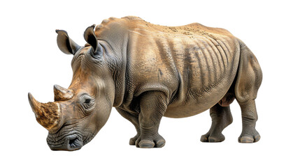 Close Up of a Rhinoceros on a White Background