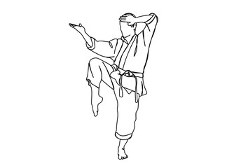 Taekwondo Player Single Line Drawing Ai, EPS, SVG, PNG, JPG zip file