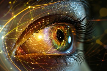 Human Cyborg AI Eye color vision deficiency impact. Eye ptosis surgery optic nerve lens eye health color vision. Visionary iris sight sight eye pain management eyelashes