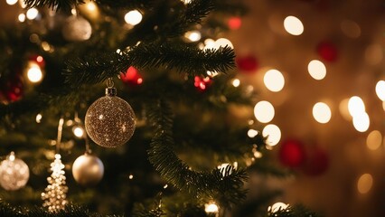 Obraz na płótnie Canvas christmas tree decorations a christmas tree with lights and ornaments 