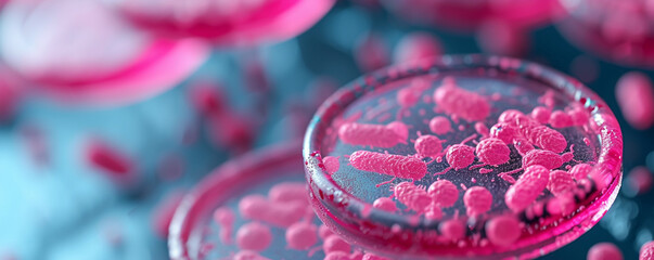 close-up of a bacterial culture exhibiting antibiotic resistance, highlighting the challenge in modern medicine - obrazy, fototapety, plakaty