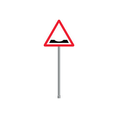 Pothole on the Road Warning Traffic Triangle Sign