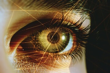 Human Cyborg AI Eye disambiguation. Eye cornea optic nerve lens visionary concepts color vision. Visionary iris daylight vision sight retinal vein occlusion eyelashes