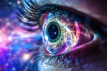 Human Cyborg AI Eye photoreceptor. Eye fuchs dystrophy optic nerve lens optic neuropathy color vision. Visionary iris scleritis sight visionary advancement eyelashes