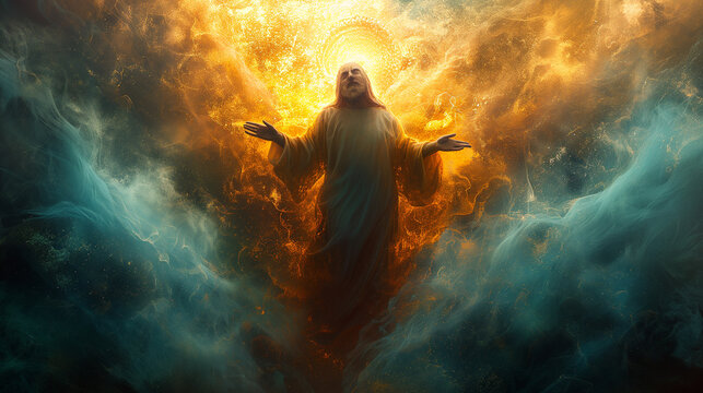 奇跡を起こす神秘的な人物　スピリチュアルイメージ