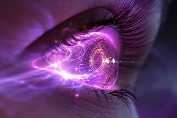 Human Cyborg AI Eye visual axis. Eye hereditary color vision deficiency optic nerve lens gray eye color vision. Visionary iris illustration sight stye eyelashes