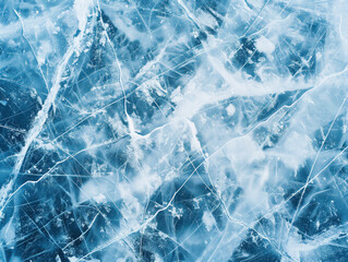 The overhead view captures intriguing footprints on the ice or cracks on an abstract background.