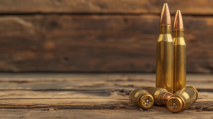 Obraz na płótnie Canvas A rifle and a carbine ammo close up