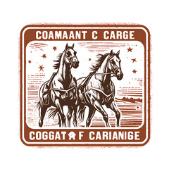 Stamp of Calgary Stampede With Monochrome Brown Color Bucking Horse a Transparent PNG City Concept Art Tshirt Design Illustration Label Diverse City Castle Large Urban Market Project Collage 