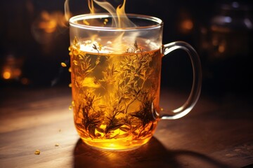 Mug infused tea. Herb glass. Generate Ai
