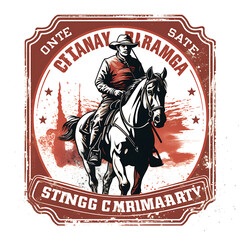 Stamp of Calgary Stampede With Monochrome Browncolor Bucking Horse an Transparent PNG City Concept Art Tshirt Design Illustration Label Diverse City Castle Large Urban Market Project Collage 