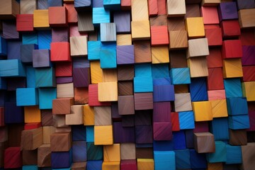 Vibrant Multi color wooden. Decor wall. Generate Ai