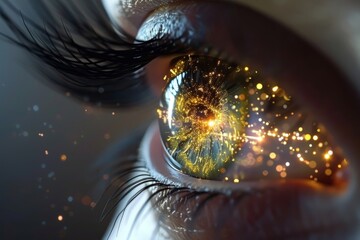 Human Cyborg AI Eye envision. Eye eyelid makeup optic nerve lens lanthony desaturated color vision. Visionary iris visionary strategy sight iol eyelashes