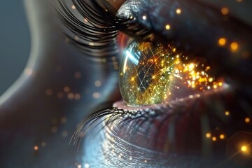 Human Cyborg AI Eye conjunctiva. Eye sclera optic nerve lens eye medication color vision. Visionary iris strabismus surgery sight monochromacy eyelashes