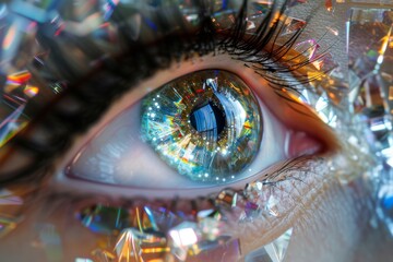 Human Cyborg AI Eye eyelash. Eye vitreous detachment optic nerve lens dry eye syndrome color vision. Visionary iris inclusivity sight myopia eyelashes