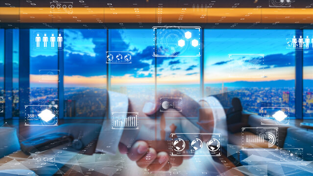 スマートシティ、デジタル世界、グローバル通信ネットワークのコンセプト。 6G ビジネスグラフ。グローバルビジネス。