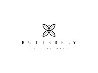 minimal abstract butterfly logo design