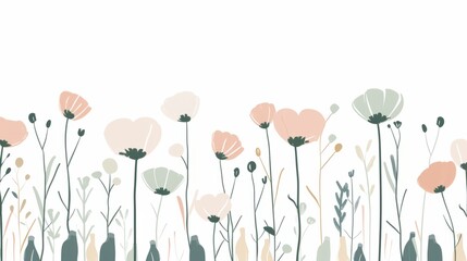 Seamless pattern with poppies in pastel colors.