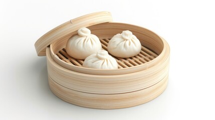 Steamed stuff bun on white background