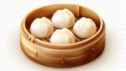 steamed stuff bun or chinese steamed pork buns in dim sum set. appetizer Chinese Food .