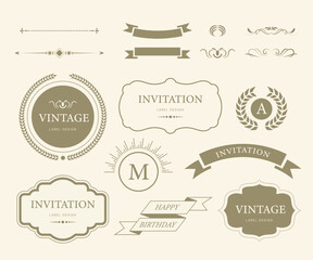Vintage label and decoration frames collection. Retro classic badge. vector illustration	