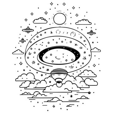doodle draw ufo sky Galaxy space illustration sketch hand draw