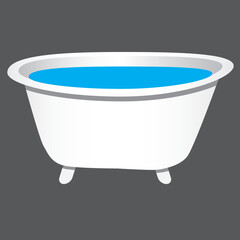 White classic bathtub filled with water