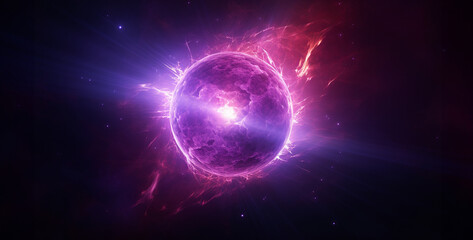 Abstract fractal illustration for creative design looks like planet Earth in space,Futuristic abstract background with planet and lightning. 3d rendering,