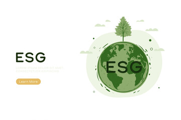 ESG as environmental social and governance concept.Green ecology and alternative renewable energy.Paper art Vector illustration.
