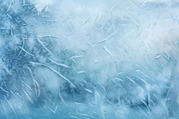 Fotobehang Winter background with an ice texture, frozen window © ebhanu