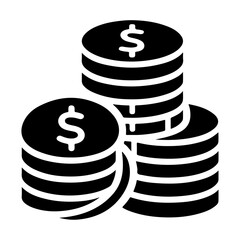 minimal Stack of coin money icon symbol, clipart, black color silhouette