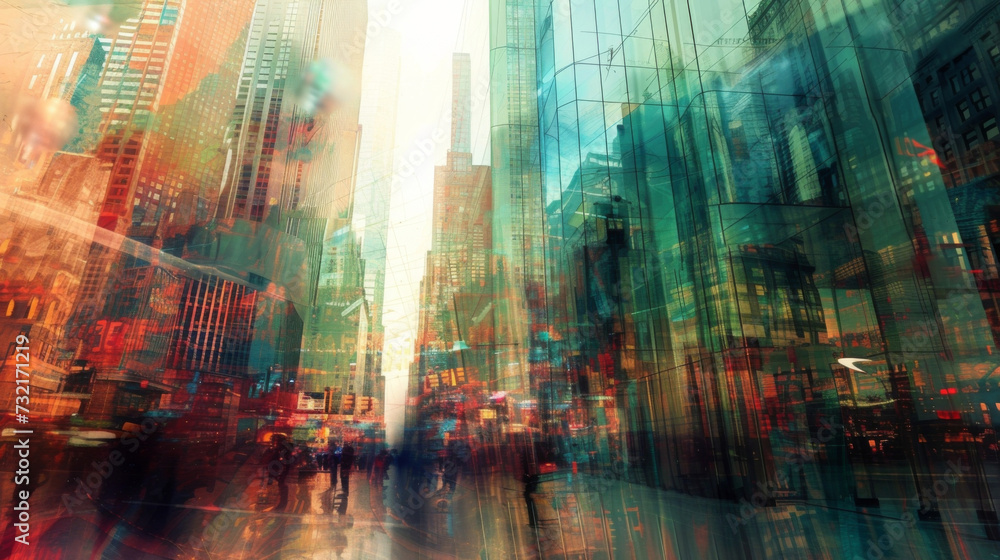 Poster the gl panels of the skyser act as a canvas for the everchanging abstract artwork of the city as the