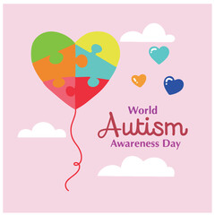 Love puzzle world autism day awareness vector illustration