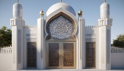 The white mosque building shines majestically