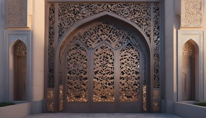 Magnificent mosque gate with mixed eastern architecture
