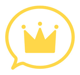 シンプルな黄色の王冠アイコンと吹き出し