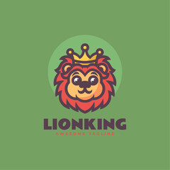 Vector Logo Illustration Lion King Mascot Cartoon Style.