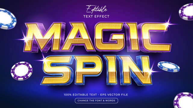 Magic spin editable text effect style Premium Vector