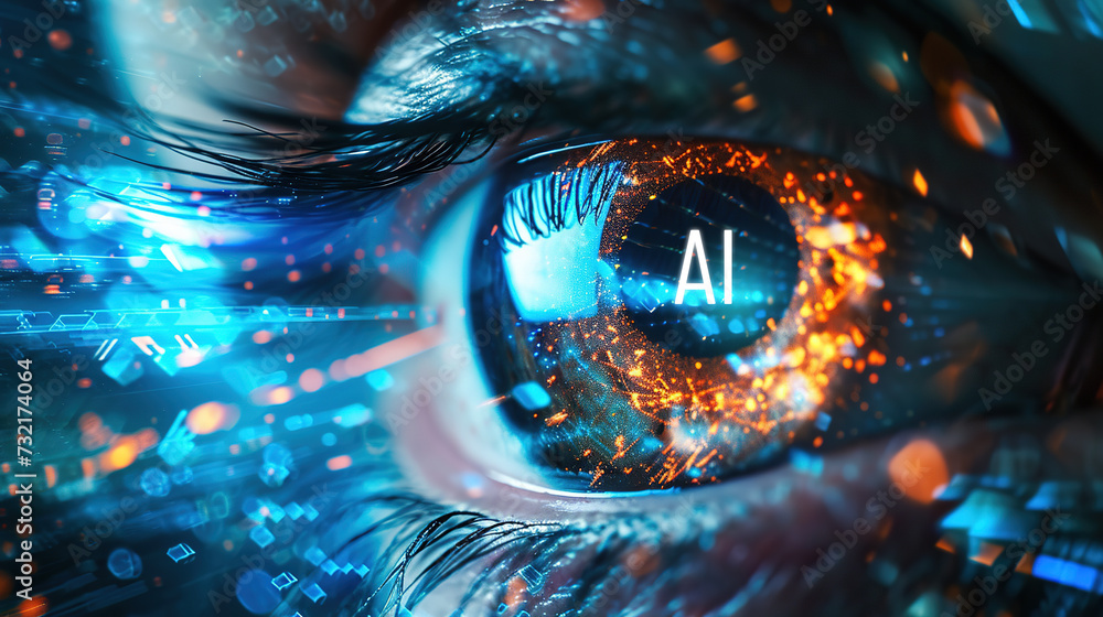 Poster chat artificial intelligence.generate art image robot. science innovationin,